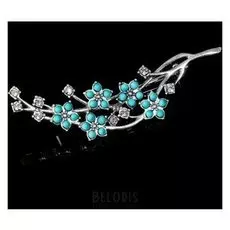 Брошь "Элэна", цвет голубой в чернёном серебре