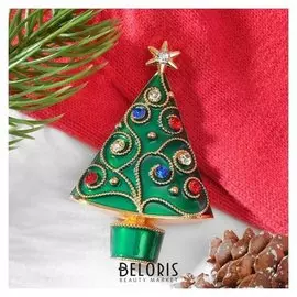 Брошь "Ёлочка" треугольная, цветная в золоте