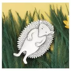 Брошь "Ёж", цвет чернёное серебро