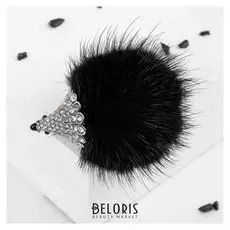 Брошь "Ёжик" пушистый, цвет чёрный в серебре