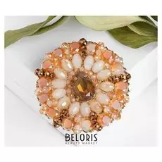 Брошь "Капля в круге", цвет бежевый в золоте