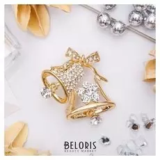 Брошь "Колокольчики", цвет белый в золоте