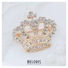 Брошь "Корона императорская", цвет белый в золоте
