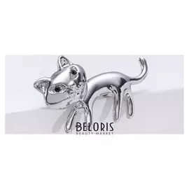 Брошь "Кошка" крошка, цвет чёрный в серебре