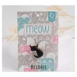 Брошь "Котёнок", цвет черный в золоте