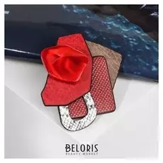 Брошь кожаная "Абстракция", цвет красно-коричневый