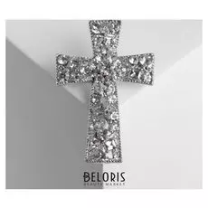 Брошь "Крестик" в стразах, цвет белый в серебре