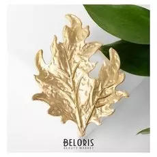 Брошь крупная "Лист", цвет матовое золото