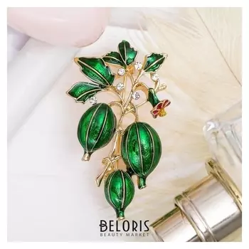 Брошь "Крыжовник", цвет зеленый в золоте