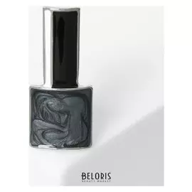 Брошь "Лак" квадрат, цвет серый в серебре