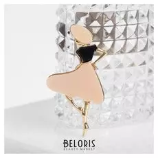 Брошь "Леди", цвет чёрно-бежевый в золоте