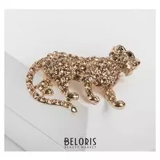 Брошь "Лев" Симба, цвет шампанского в золоте