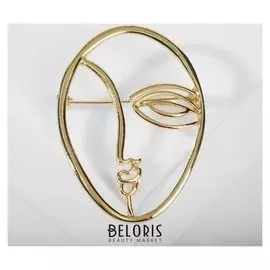 Брошь "Лица" ассиметрия, цвет золото