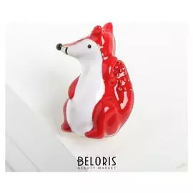 Брошь "Лисёнок", цвет красно-белый в золоте