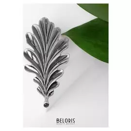 Брошь "Лист" дубовый, цвет чернёное серебро