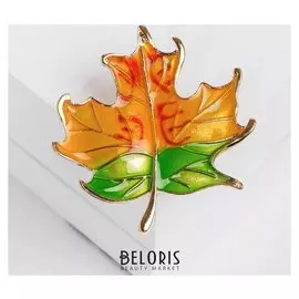 Брошь "Лист" кленовый, цвет жёлто-зелёный