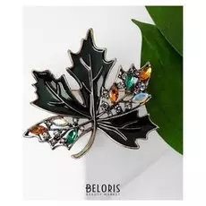 Брошь "Лист кленовый" стеклянный, цвет золотой в кофейном золоте