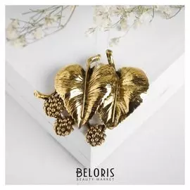 Брошь "Листья и гроздья", цвет чернёного золота