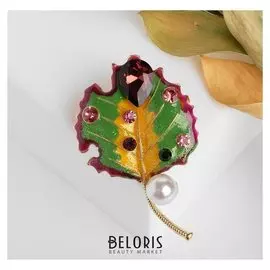 Брошь "Лист яркий", разноцветная в золоте