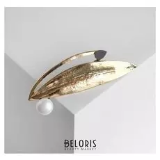 Брошь "Листочки" дуэт, цвет чёрно-белый в золоте