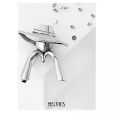 Брошь "Мадам" в шляпке, цвет чернёное серебро