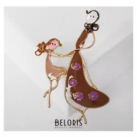 Брошь "Мама с дочкой", цвет коричневый в золоте