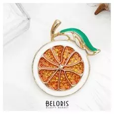 Брошь "Мандарин", цветная в золоте