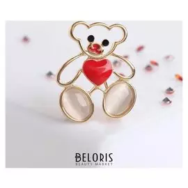 Брошь "Медвежонок" плюша, цветной в золоте