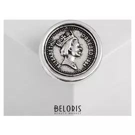 Брошь "Монета", цвет чернёного серебра