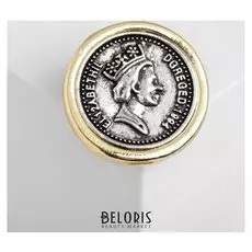 Брошь "Монета", цвет серебряно-золотой