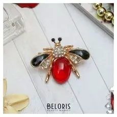 Брошь "Муха" в полете, цветная в золоте