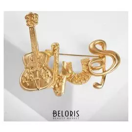 Брошь "Музыка", цвет матовое золото