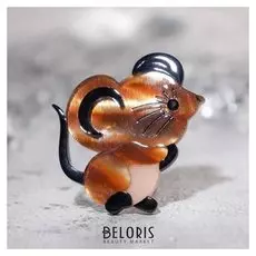 Брошь "Мышонок" любопытный, цвет коричневый