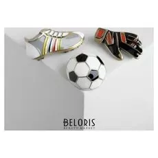Брошь (Набор 3 штуки) "Футбол", цветная в серебре