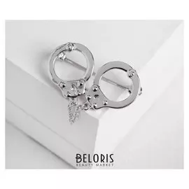 Брошь "Наручники", цвет серебро