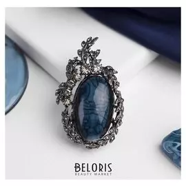 Брошь "Ночь", цвет серо-синий в сером металле