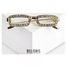 Брошь "Очки" оправа, цвет белый в золоте