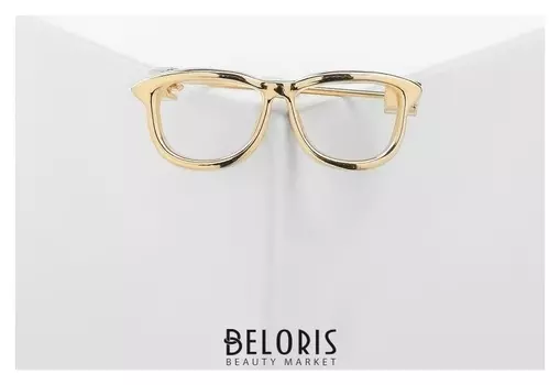 Брошь "Очки" оправа, цвет золото