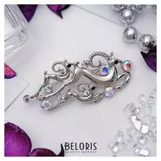 Брошь "Олени", цвет радужный в серебре