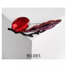 Брошь "Оливия", цвет красный в чёрном металле