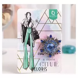 Брошь "Орден", цвет синий в серебре