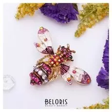 Брошь "Оса", цвет фиолетовый в золоте