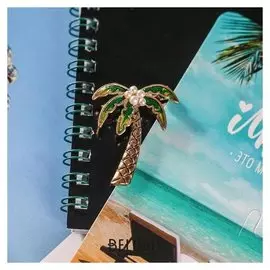 Брошь "Пальма", цветная в золоте