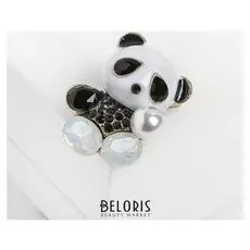 Брошь "Пандочка", цвет чёрно-белый в золоте