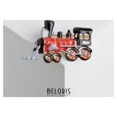 Брошь "Паровоз", цвет чёрно-красный в золоте