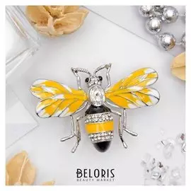 Брошь "Пчела" медуница, цветная в серебре