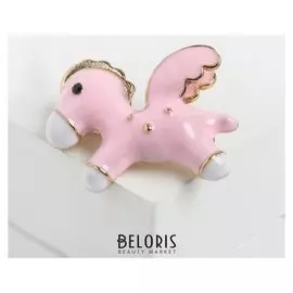 Брошь "Пегасик", цвет розово-белый в золоте