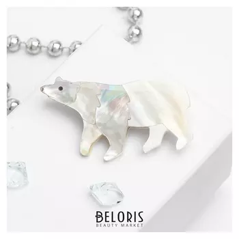 Брошь "Перламутр" белый медведь