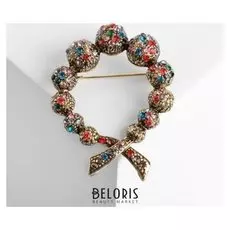 Брошь "Петелька", цветная в золоте