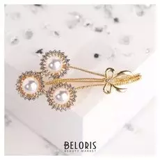 Брошь "Подсолнухи" жемчужные, цвет белый в золоте